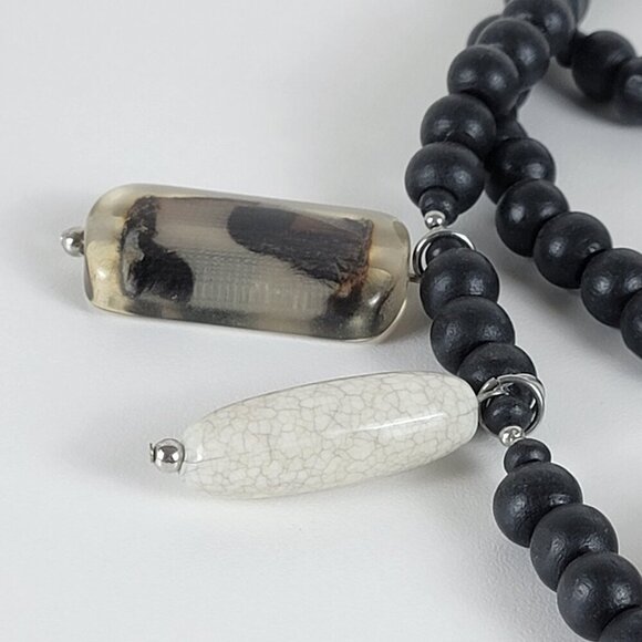 Chico's Tribal Statement Bib Necklace 22 In Black And Earth Tone Layered BOHO - Picture 3 of 12